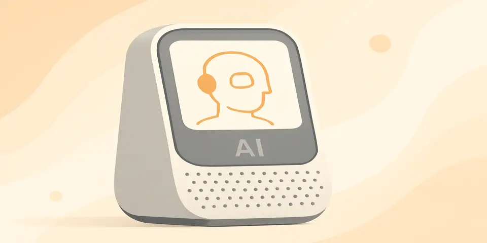 Futuristic AI device showcasing business tech integration