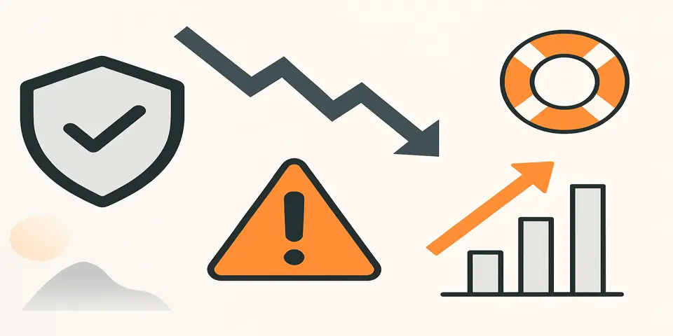 Flat vector icons depicting business strategy and protection.