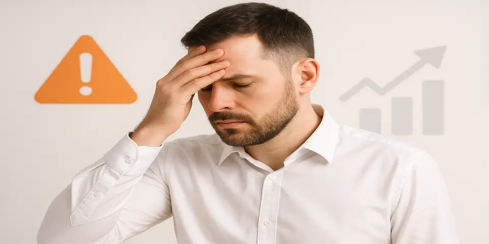 Concerned business professional analyzing risk management options.