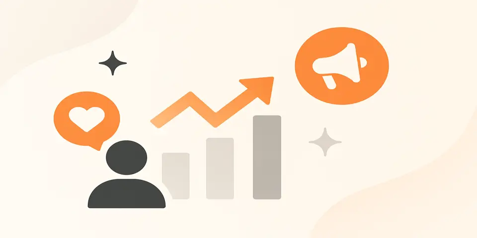 Abstract icons representing employee engagement and brand visibility.