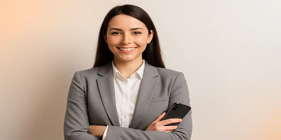 Confident female professional representing employee brand ambassadors.