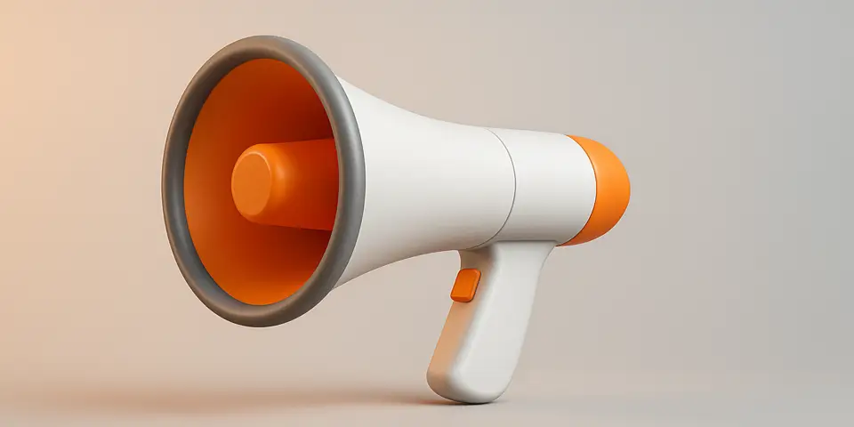 Minimalistic megaphone representing brand amplification and viral reach.
