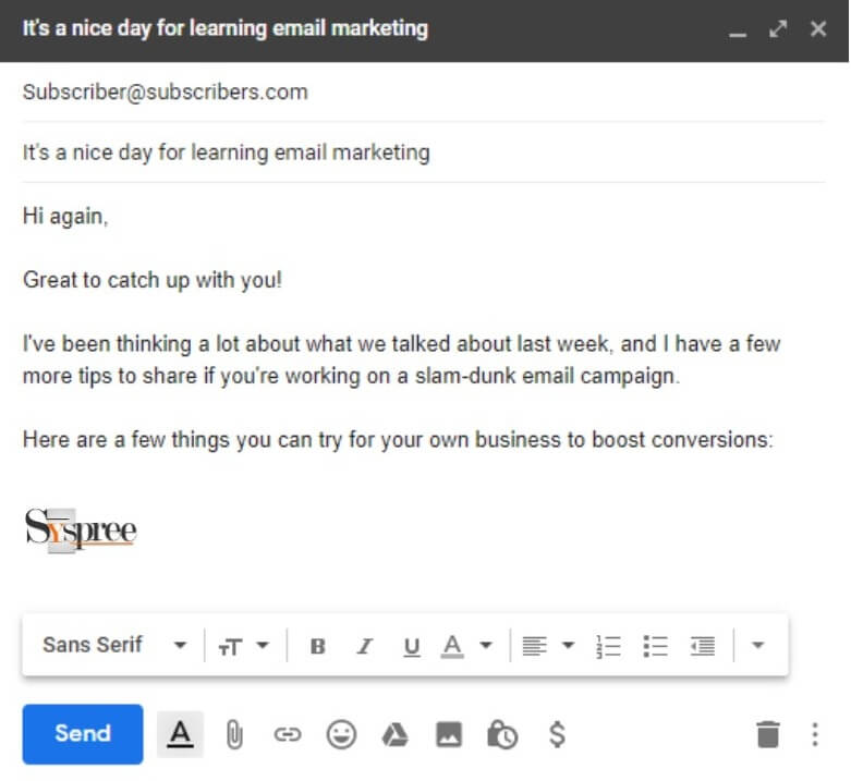 Email Example by Social Media Marketing Company in Mumbai