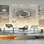 Futuristic AI-driven marketing dashboard for travel businesses in 2025.