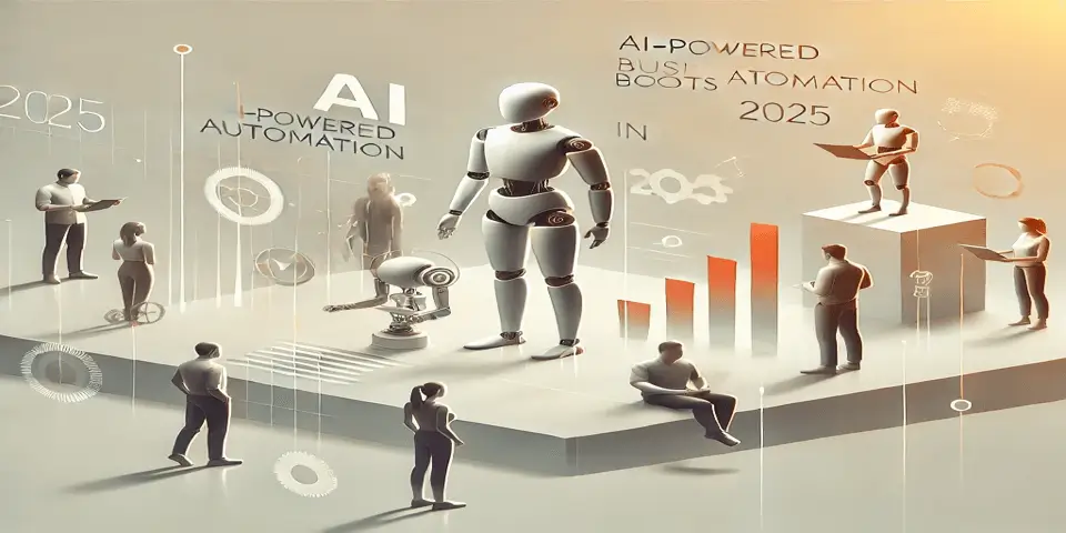 Business professionals collaborating on AI-powered automation strategies for 2025 growth