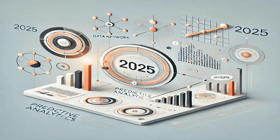 Abstract visualization of predictive analytics with futuristic data graphs. 