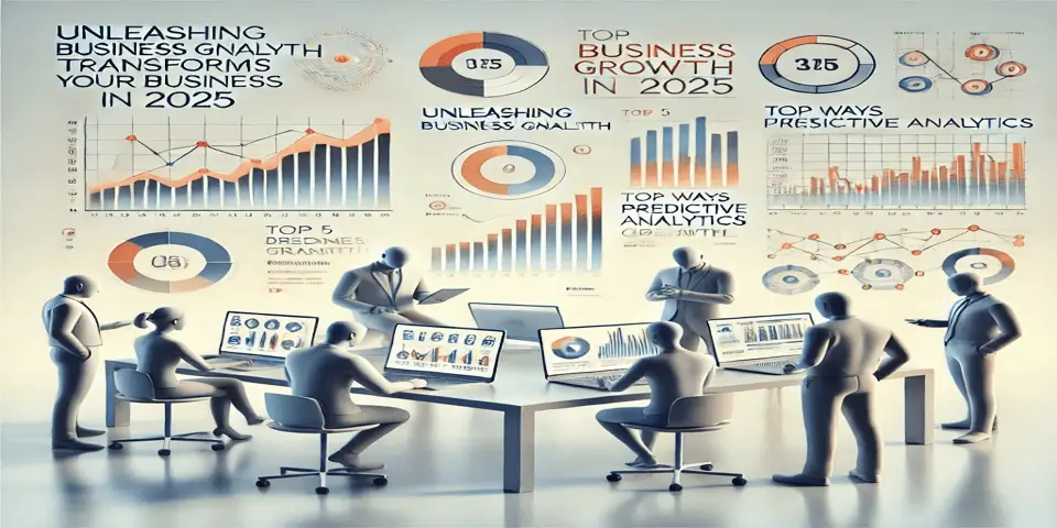  A group of professionals analyzing predictive analytics data for business expansion.