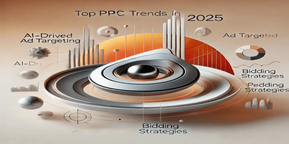 An innovative abstract object symbolizing AI-driven PPC strategies and ad targeting in 2025. 