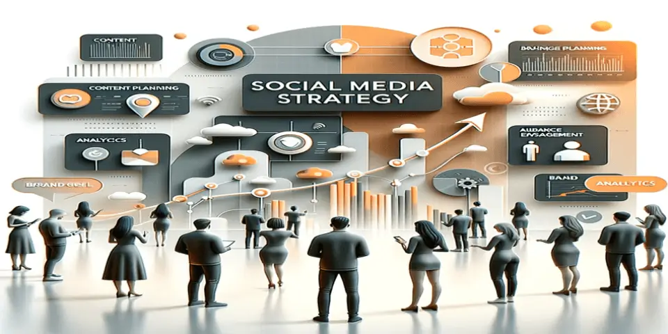 A strategic social media planning session with professionals analyzing growth trends. 