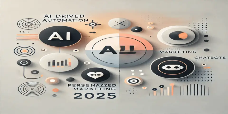 Abstract visualization of AI-driven marketing trends in 2025