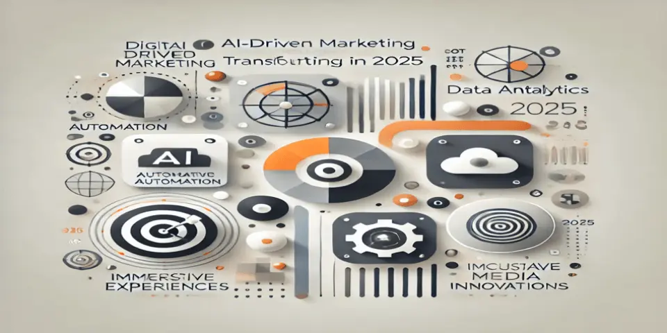 Abstract digital representation of AI content marketing evolution and automation.