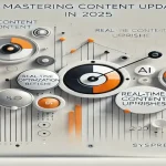 Abstract visualization of content updates in 2025 with digital elements.