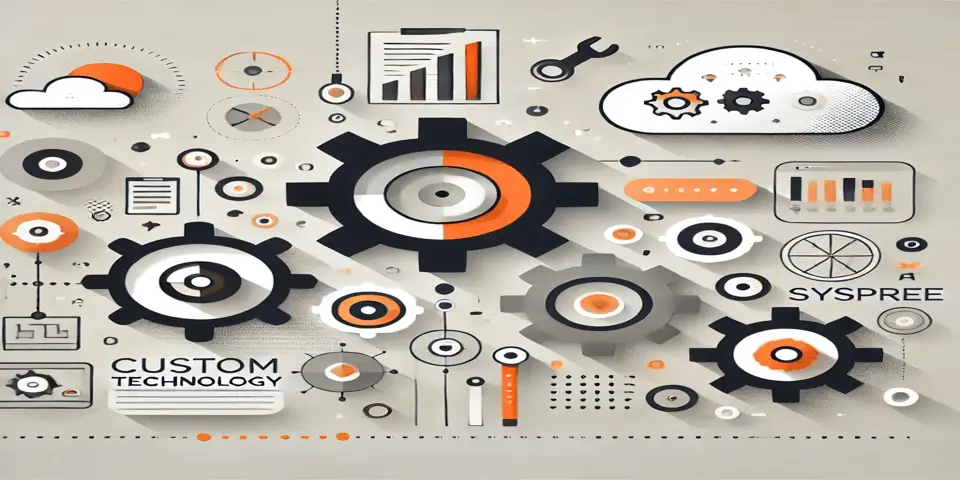 An abstract visual of business technology trends, integrating AI and digital transformation elements.