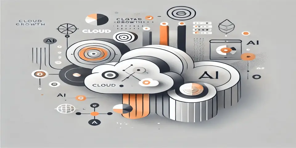 Abstract visual representation of scalable cloud infrastructure and AI automation.