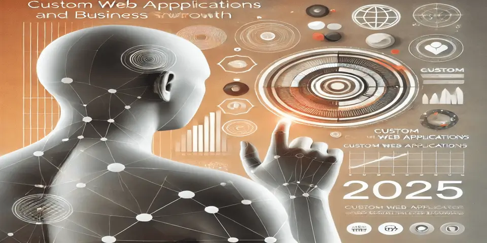 Futuristic human interacting with a custom web application dashboard.