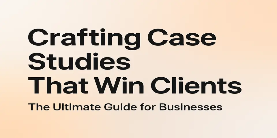 Modern title graphic introducing a guide on crafting case studies.