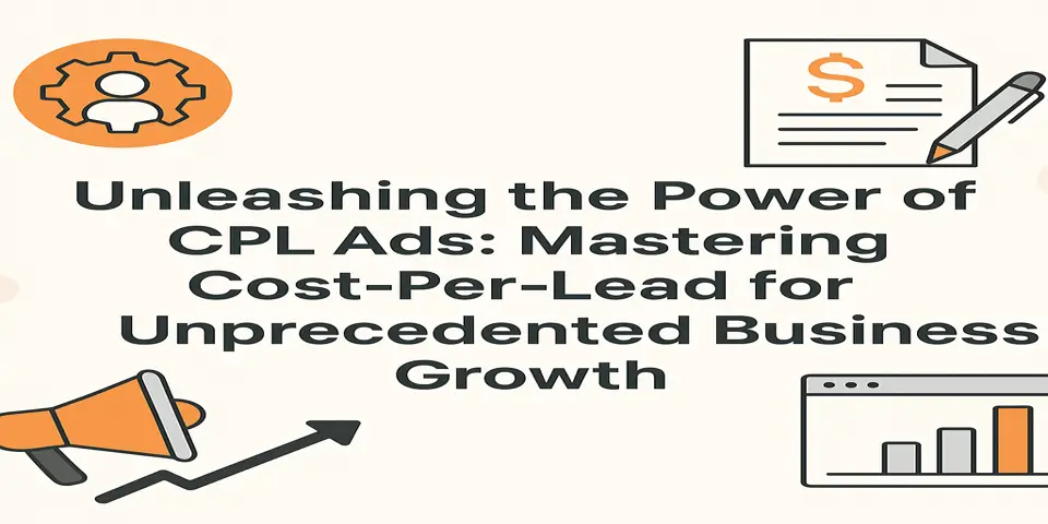 CPL advertising title surrounded by icons for leads, ROI, and digital growth.