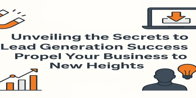 Visual strategy layout with icons related to lead generation success.