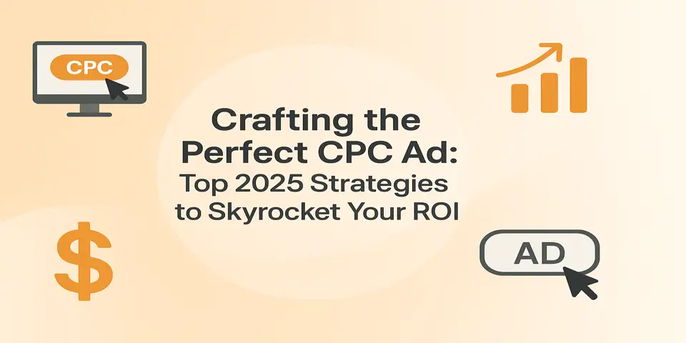 CPC ad strategy title surrounded by icons symbolizing ROI and paid marketing.