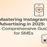 Abstract icons representing Instagram growth and advertising strategy for SMEs.
