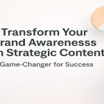Strategic content title visual with brand-related icons in clean layout