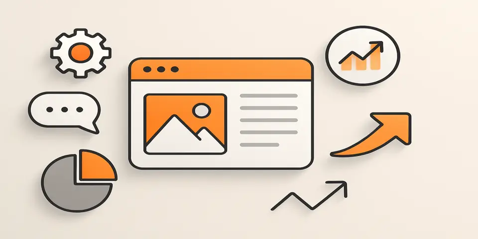  Set of five icons symbolizing core website design principles.
