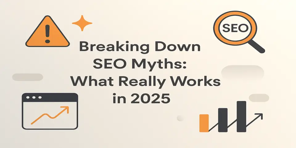  A modern visual layout depicting the breakdown of SEO myths.