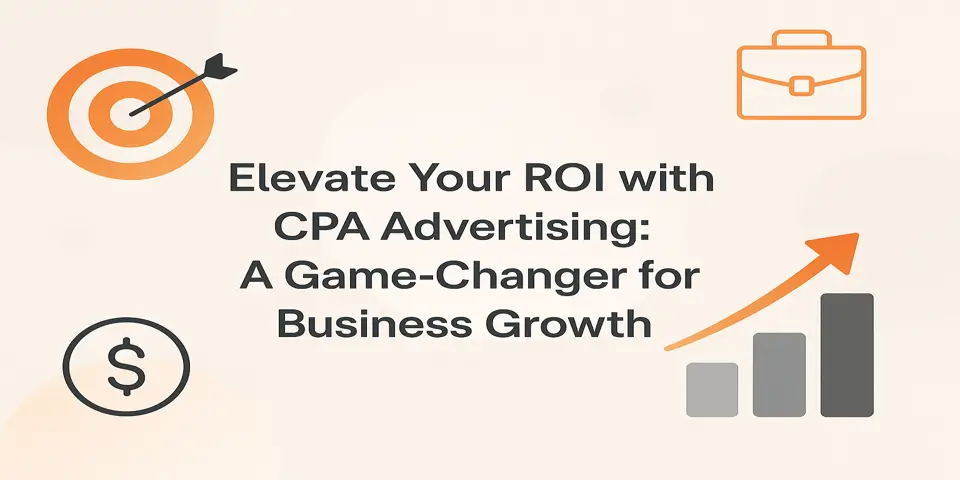 CPA advertising title surrounded by upward graph, coins, and marketing icons.