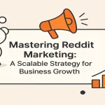 Blog title with abstract icons representing Reddit marketing strategy