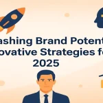 Icons and shapes representing innovative brand strategies for 2025.