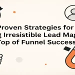 Lead magnet blog title with funnel-related icons and conversion symbols