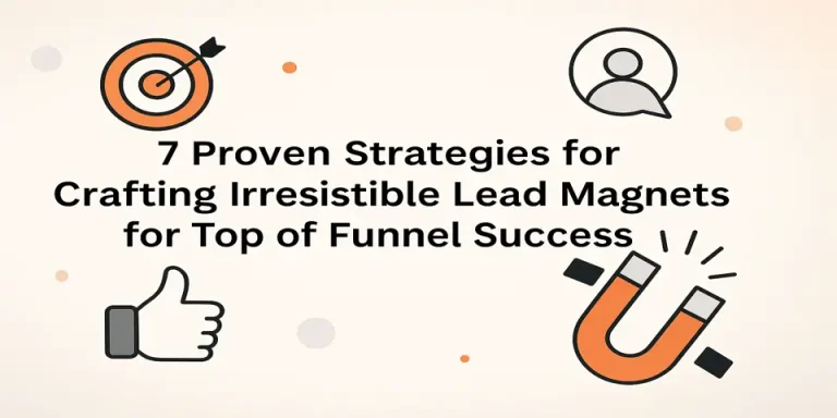 Lead magnet blog title with funnel-related icons and conversion symbols