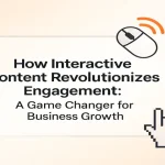 Engagement-focused blog title surrounded by interactive content symbols