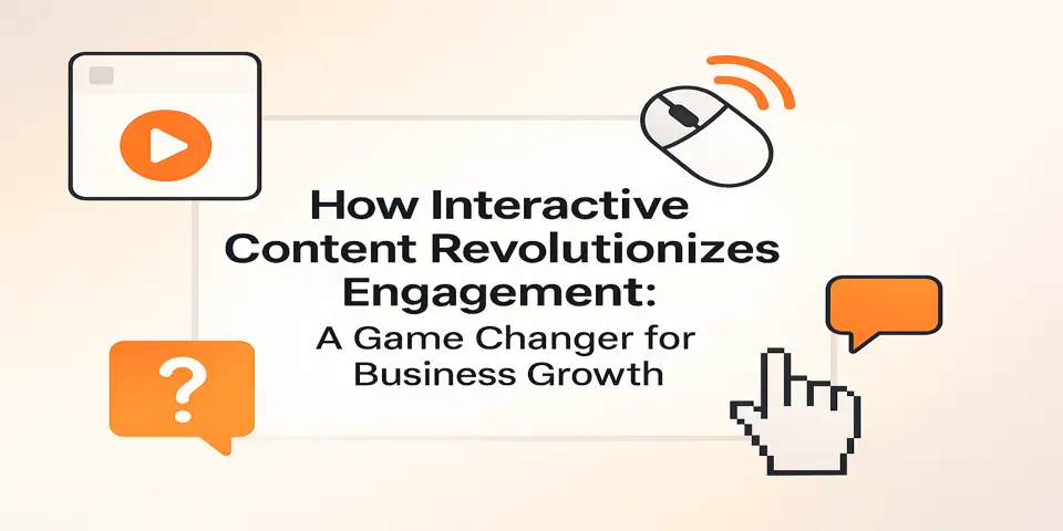 Engagement-focused blog title surrounded by interactive content symbols