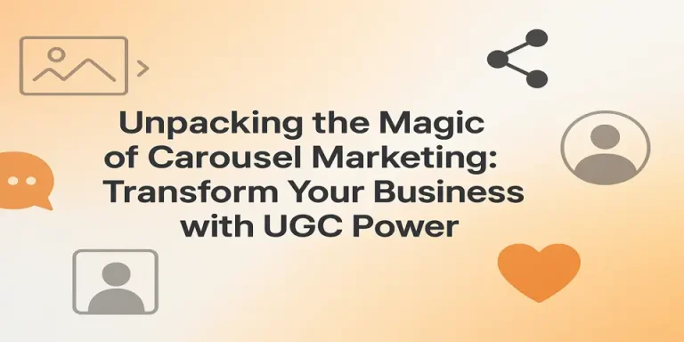 Central blog title with carousel icons representing UGC and marketing
