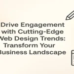 Modern web design icons surrounding a headline on a gradient background