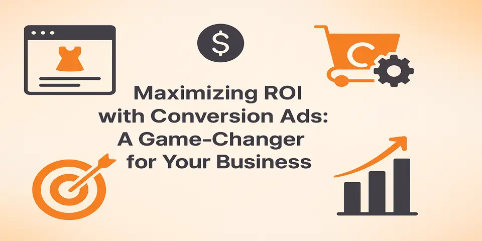 “Maximizing ROI” blog title over soft gradient and marketing visuals.
