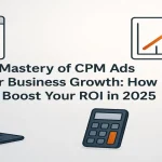 CPM advertising title surrounded by icons of ads, devices, and charts.