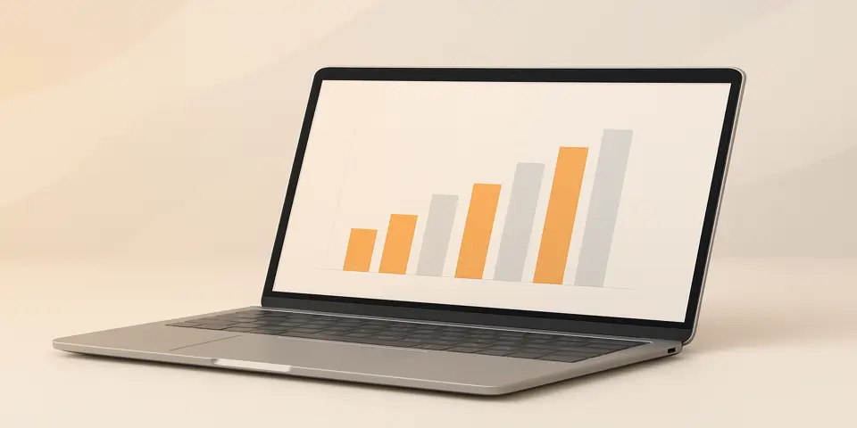  Laptop displaying business analytics dashboard powered by AI.