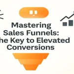 Visual representation of a sales funnel and business growth elements