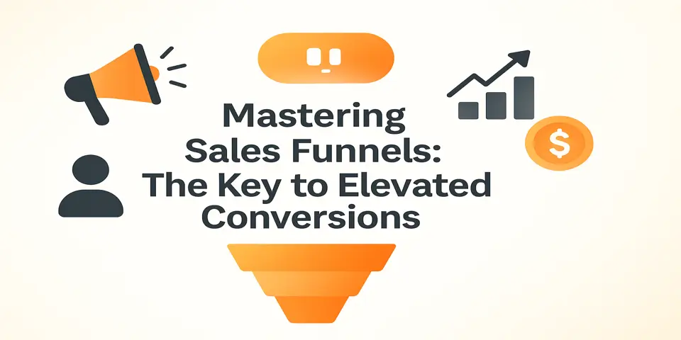 Visual representation of a sales funnel and business growth elements