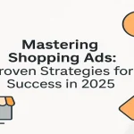 Central title with shopping-related icons like cart, bag, and growth arrow