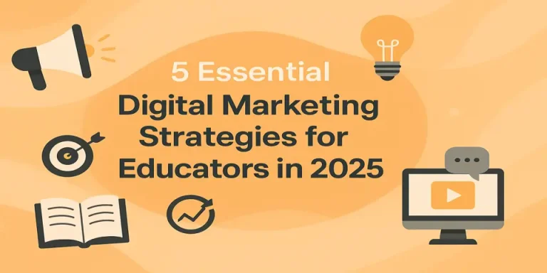 Title graphic with digital marketing icons related to educators.