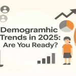 Title graphic showing demographic trends in 2025 with people and icons.