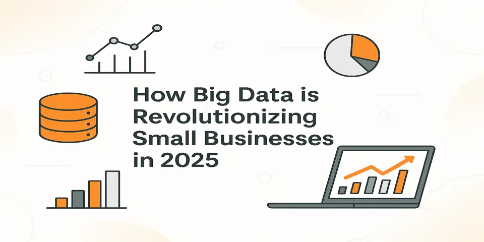 Centralized blog title surrounded by data icons and gradient background in brand colors.