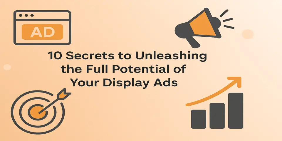 Center-aligned blog title surrounded by display ad icons