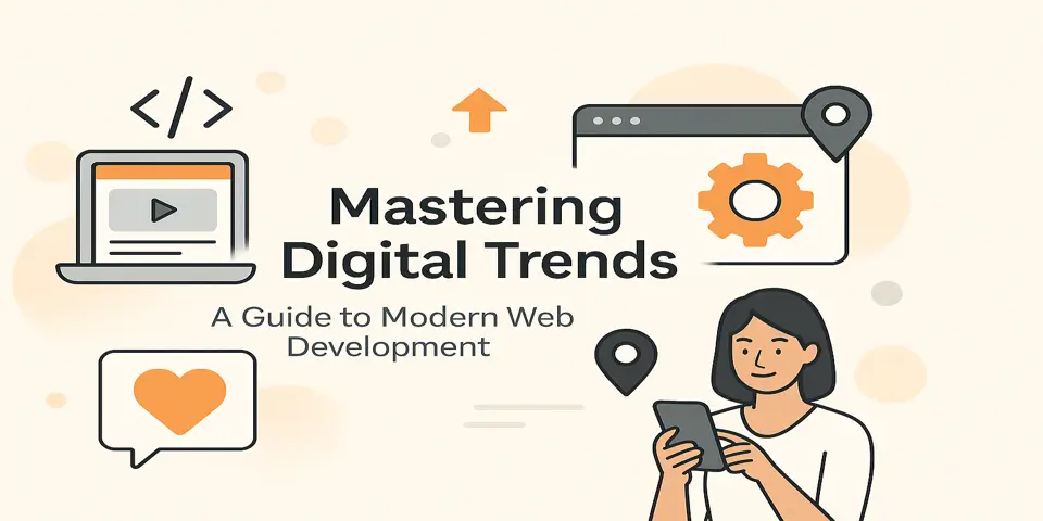 Featured blog title with modern web development icons and clean layout.