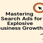Search ad icons surrounding a bold title for digital marketing strategy