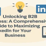 Centered LinkedIn B2B success title surrounded by business icons.