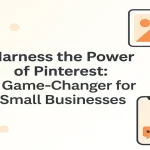 Blog title surrounded by Pinterest-related icons and soft gradients